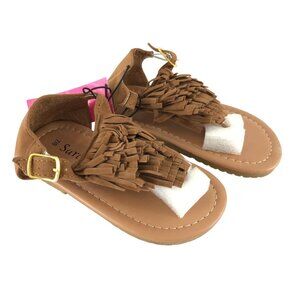 Sara Z Toddler Girls Sandals Boho Fringe Faux Suede Brown Size 7/8